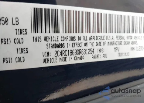 2013 Chrysler Town & Country Touring из США, поврежденный, VIN 2C4RC1BG3DR631254